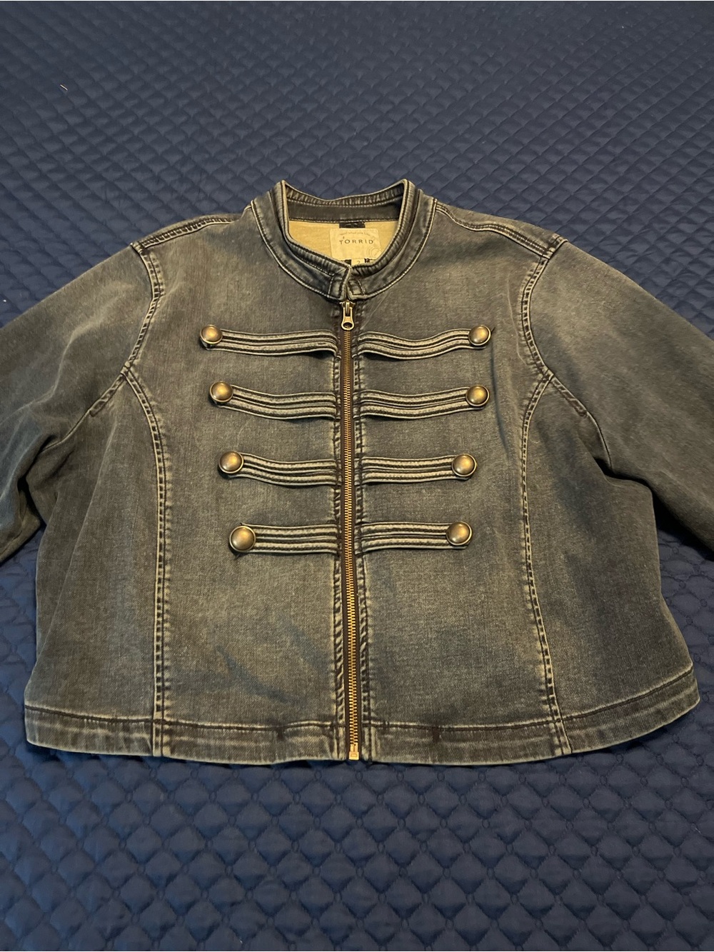 Torrid Women’s Military-Style Denim Jacket in Faded Denim